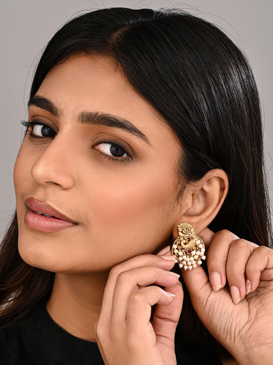 Peacock Pearl Stud Earrings