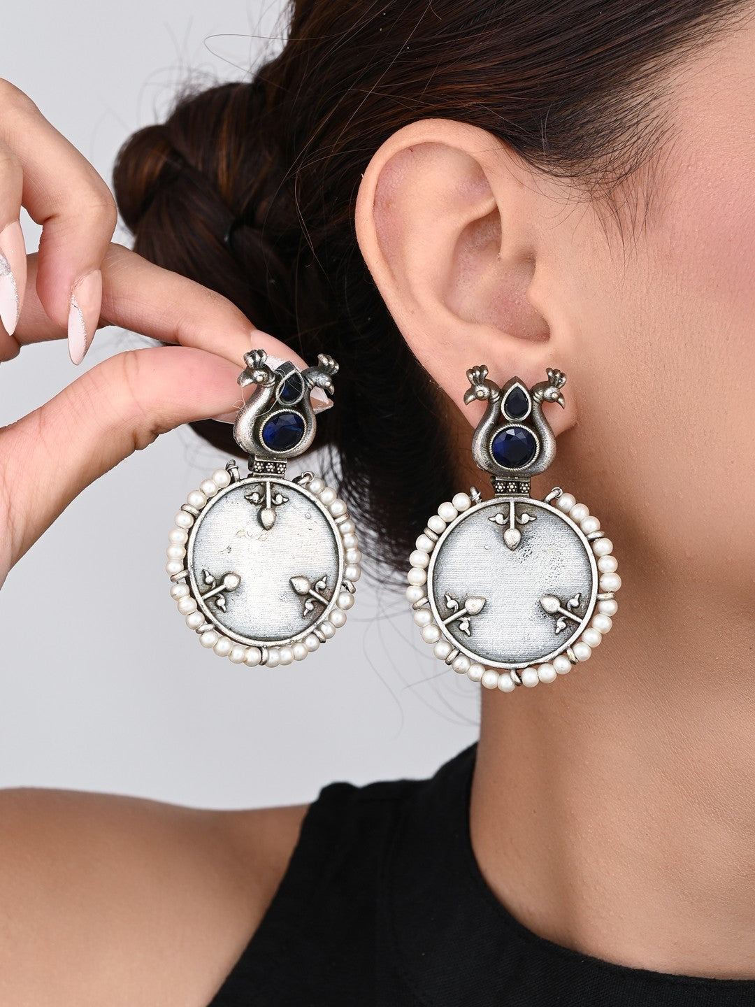 Peacock Mirror Charm Earrings