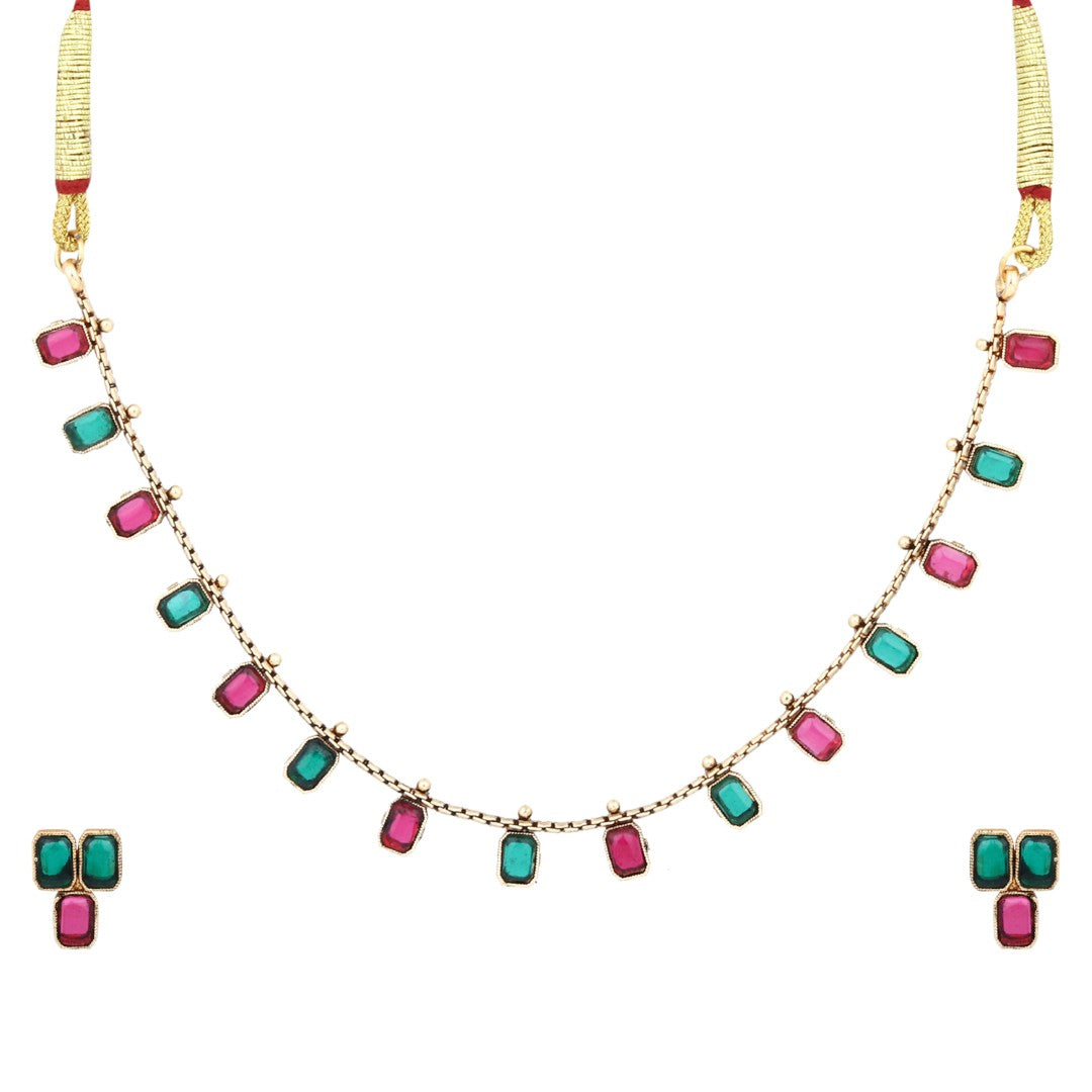 Gold Plated Delicate Necklace Set - Multi