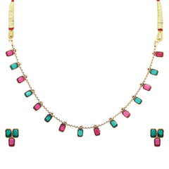 Gold Plated Delicate Necklace Set - Multi