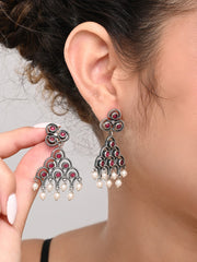 Silver Oxydised finish Chandelier drop earring