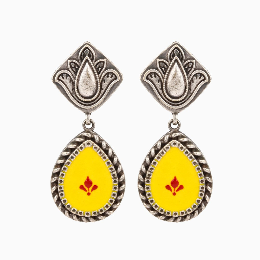 Hand-Painted Drop Earrings Yellow