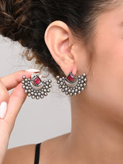 Crescent moon Studs Green Red