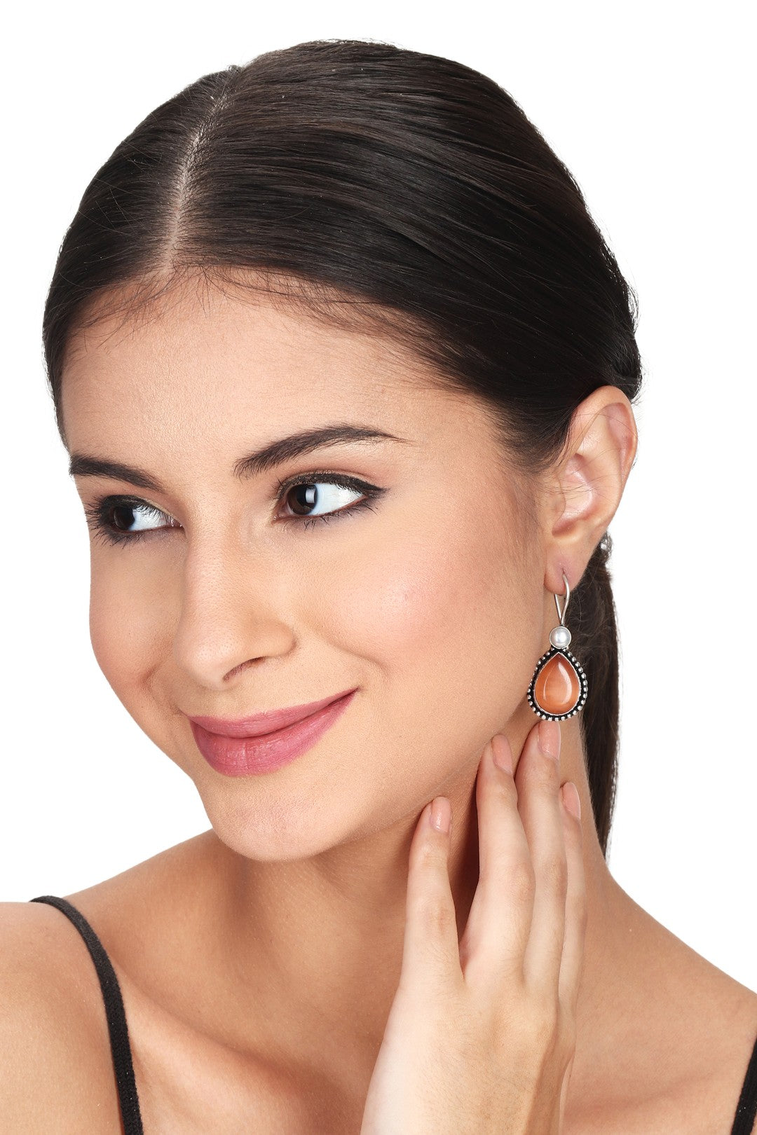Set of two Monalisa drop earrings - blue & Orange