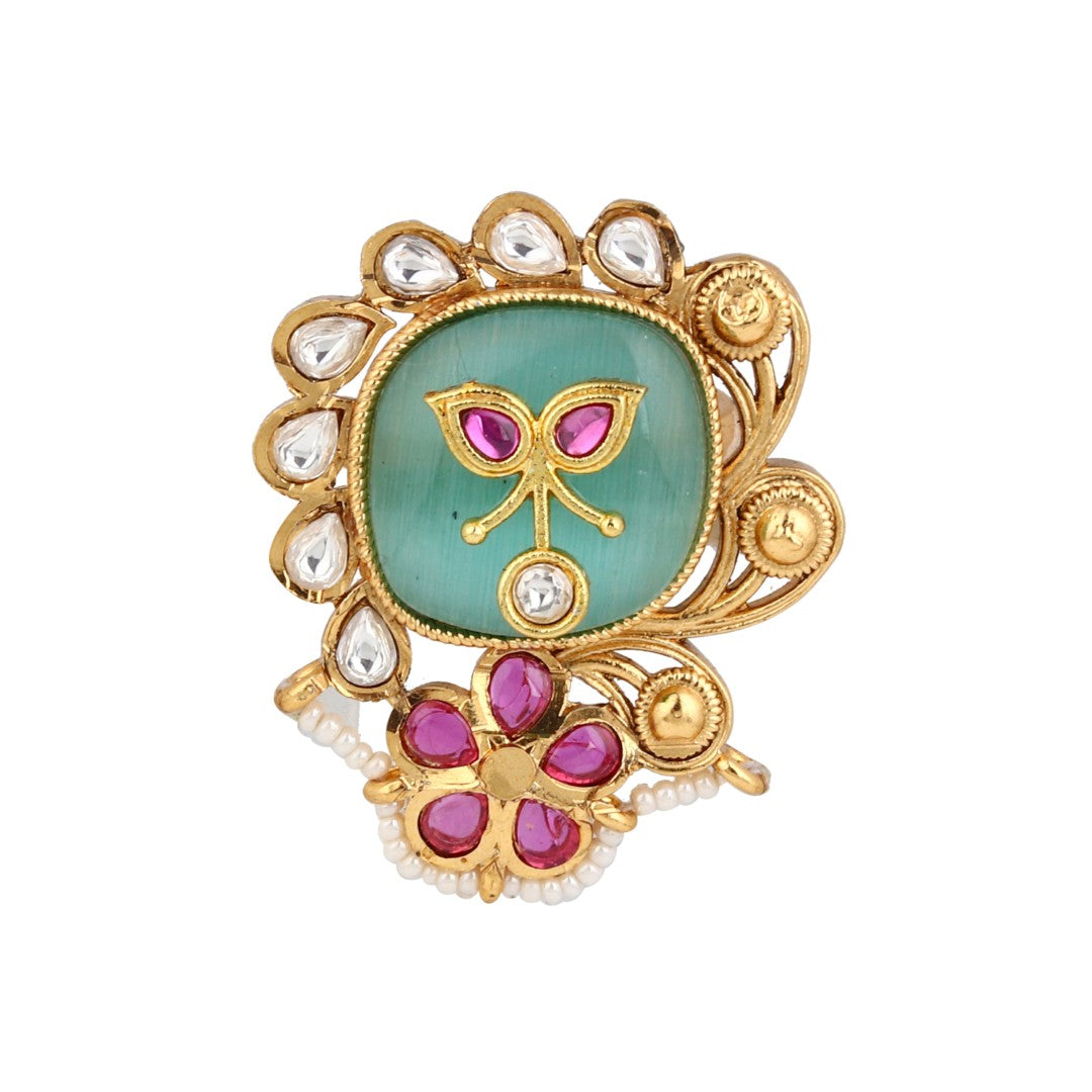 Gold Plated Multi coloured stone ring