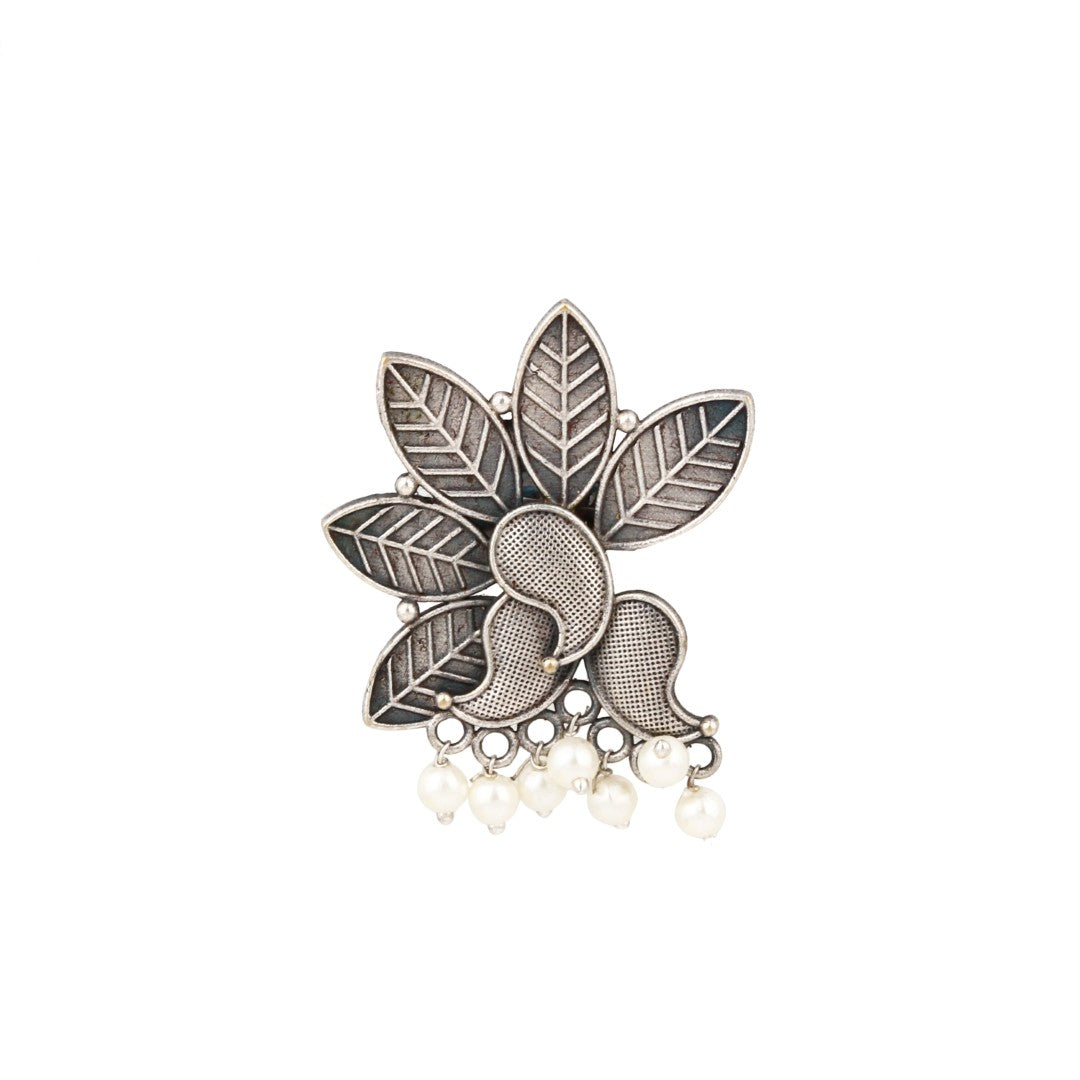 Flower & Paisley Adjustable Brass Ring