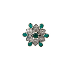 Green Ad stone adjustable geometric ring