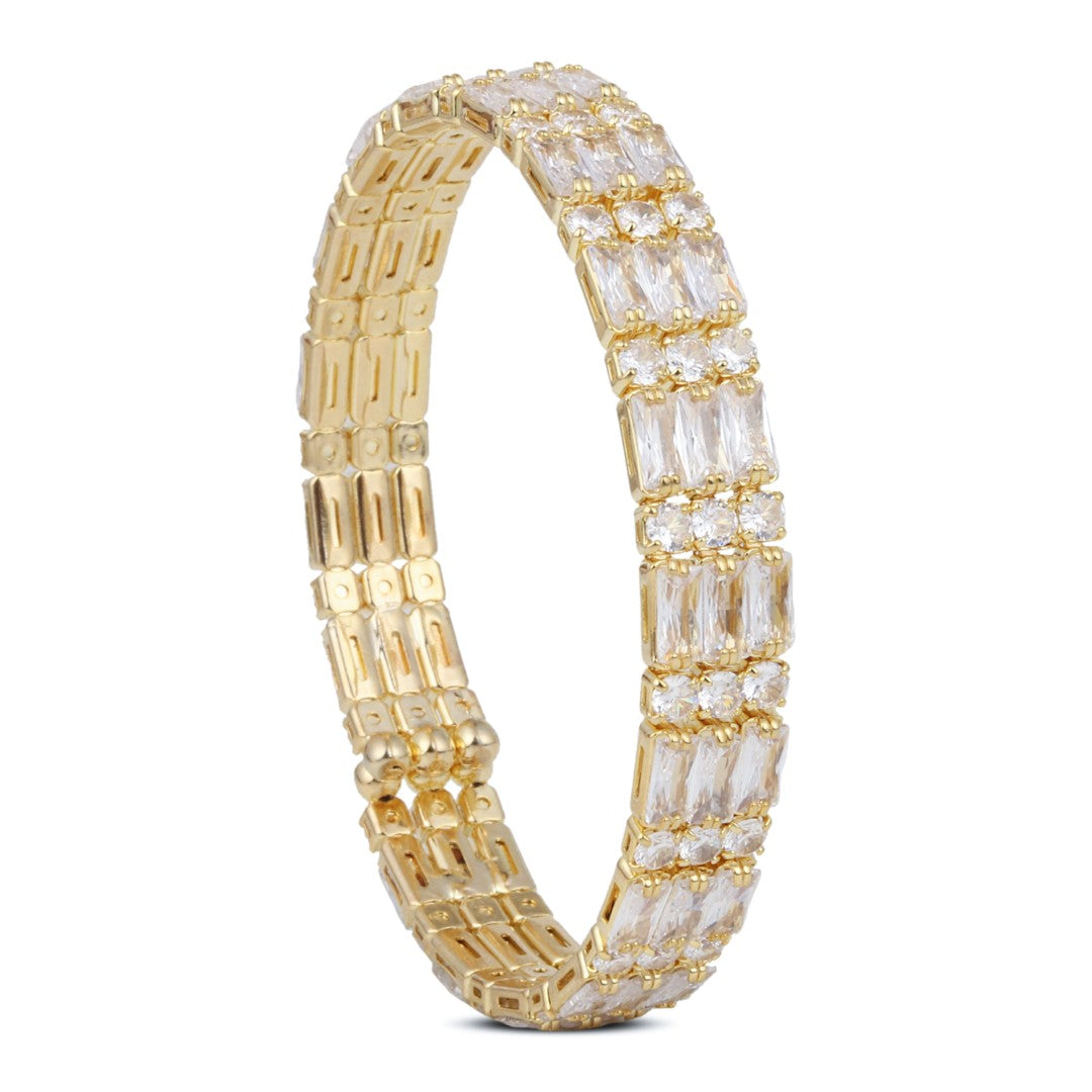 Elegant Gold-Tone CZ Tennis Bangle Bracelet
