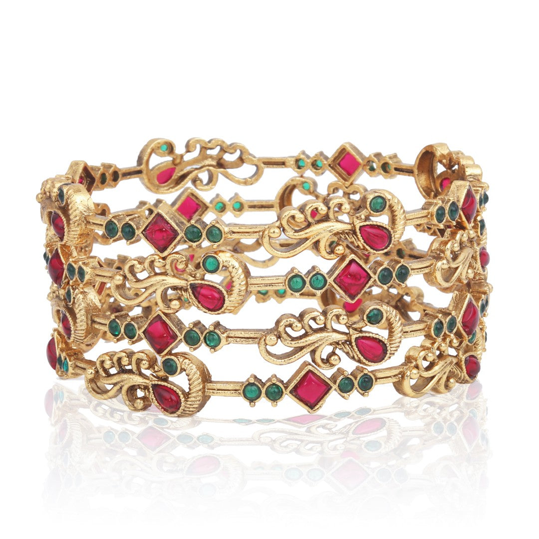 Antique Gold Set of 4 Bangles