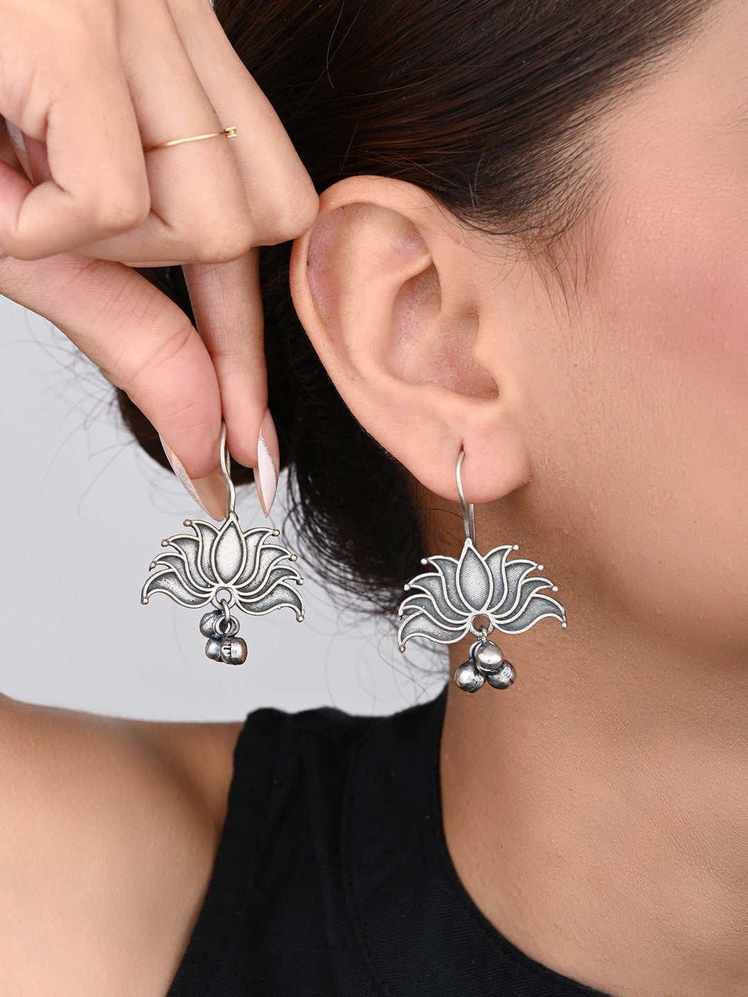 Silver Bloom Drop Earrings