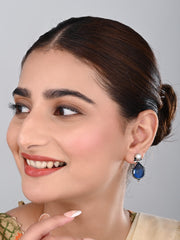 Pearl & Stone tear drop earring - Navy