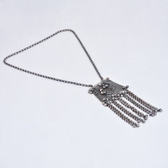 Oxidized Tribal Tassel Pendant Necklace
