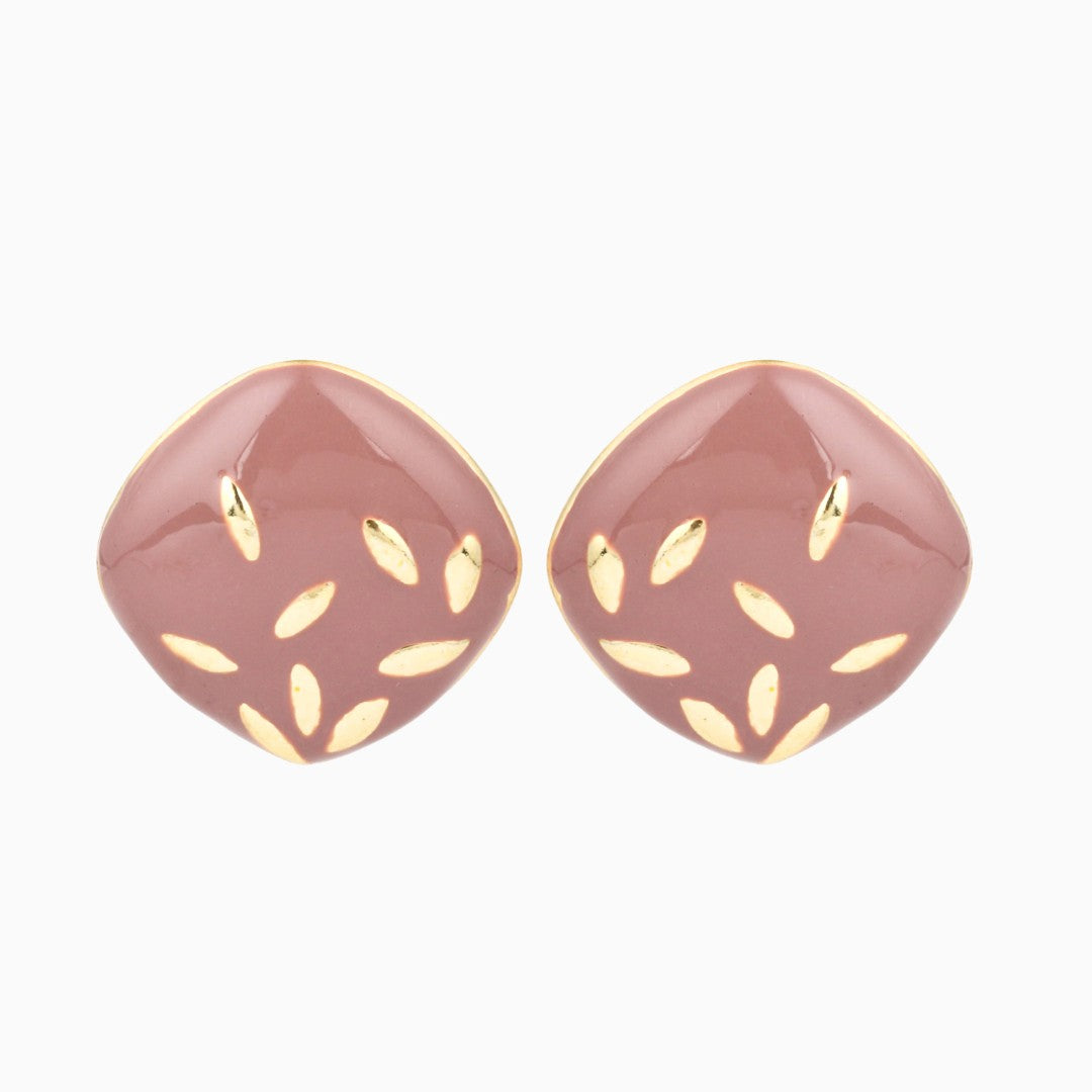 Enamelled Rhombus Stud earring Pink