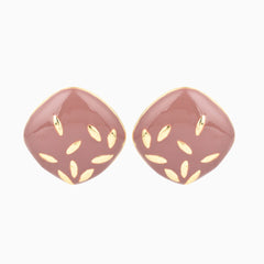 Enamelled Rhombus Stud earring Pink
