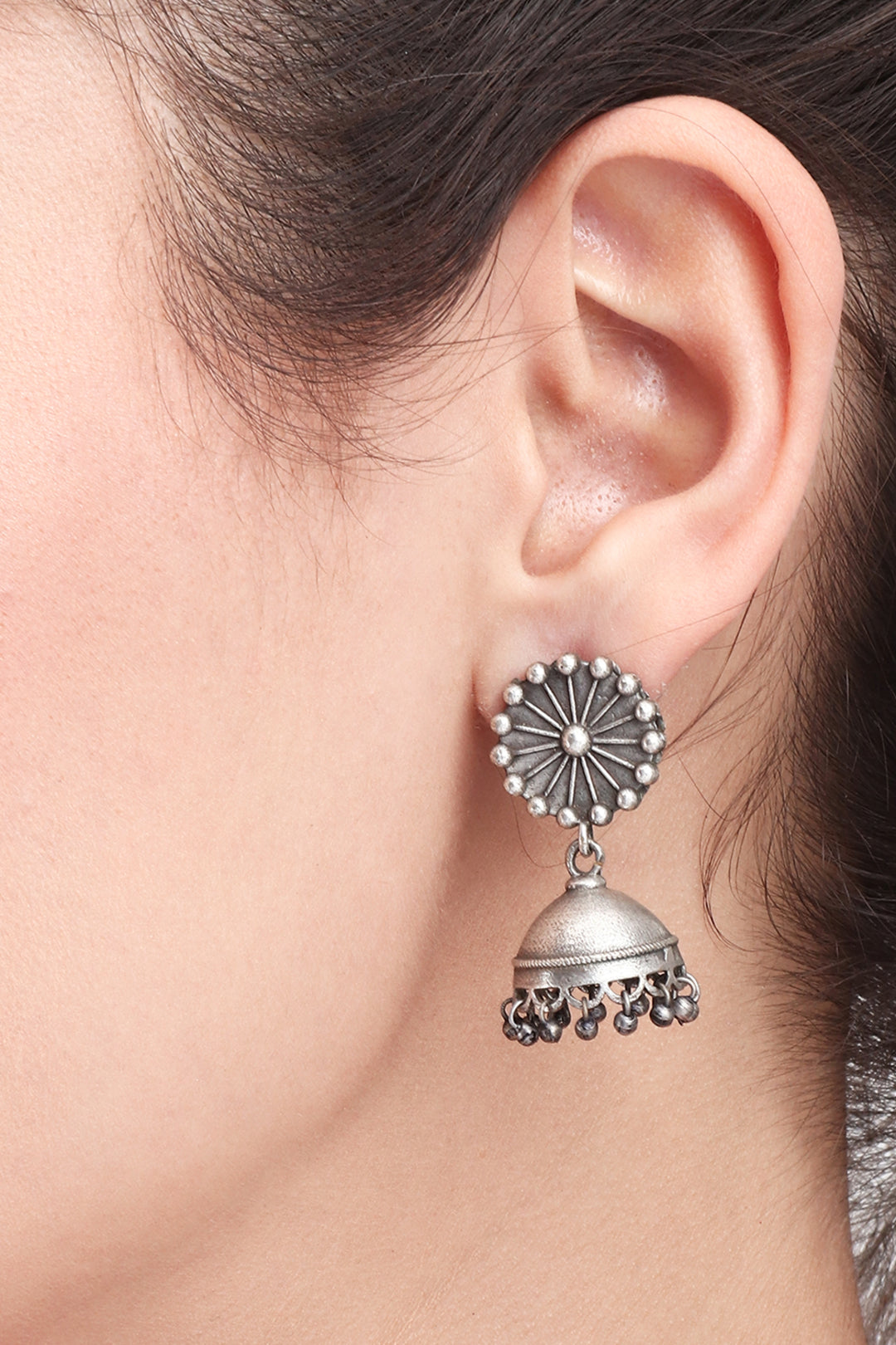 Silver Oxidised Jhumka