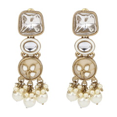 Meenakari & Kundan Drop Earring gold & white