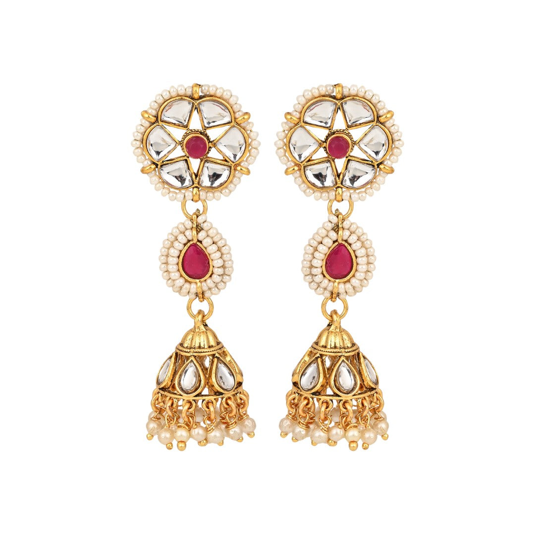 Red  Necklace set with jhumka earrings