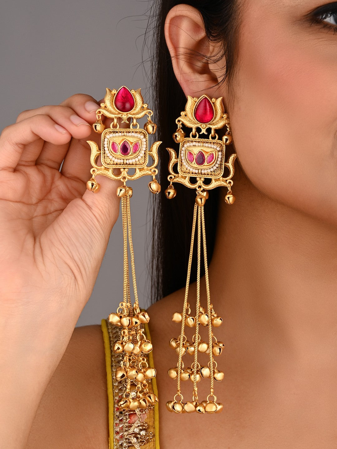 Ruby Lotus Drop Earrings