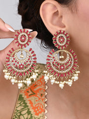Circular Contemporary Chandbali - Red
