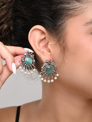 Silver plated bird studs Blue