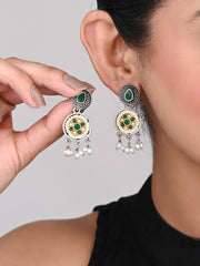 Stones & beads Circular Drop Earring - green