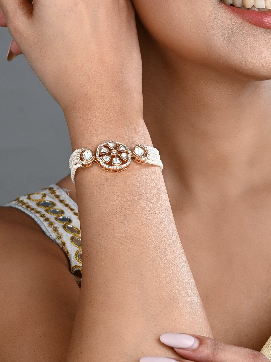 Elegant Gold-Tone Multi-Strand Crystal Bracelet