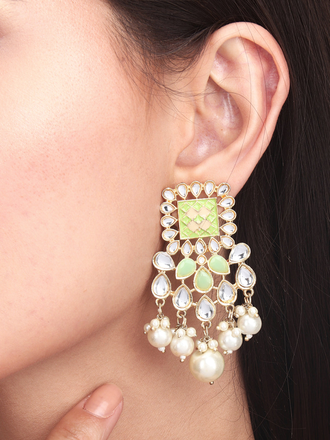 Gold plated Enamel drop Earring