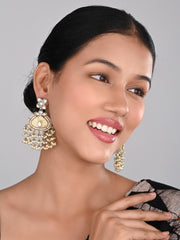 Contemporary kundan, MOP & Meenakari chandbali Earring