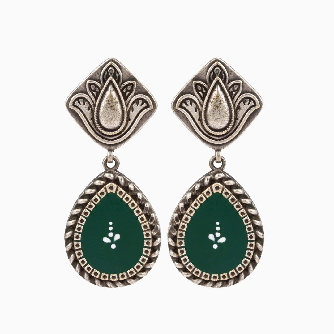 Hand-Painted Drop Earrings green