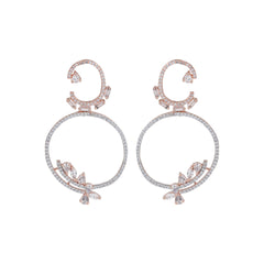 Rhodium-Plated Circular drop earring