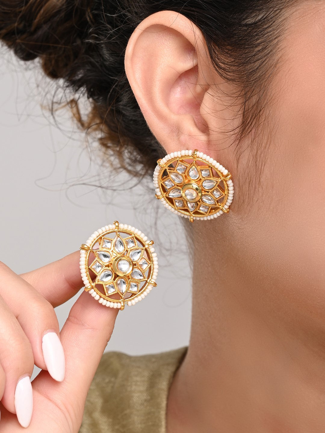 Gold plated kundan Studs