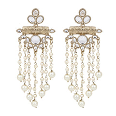 Kundan and Pearl Tassel Earrings