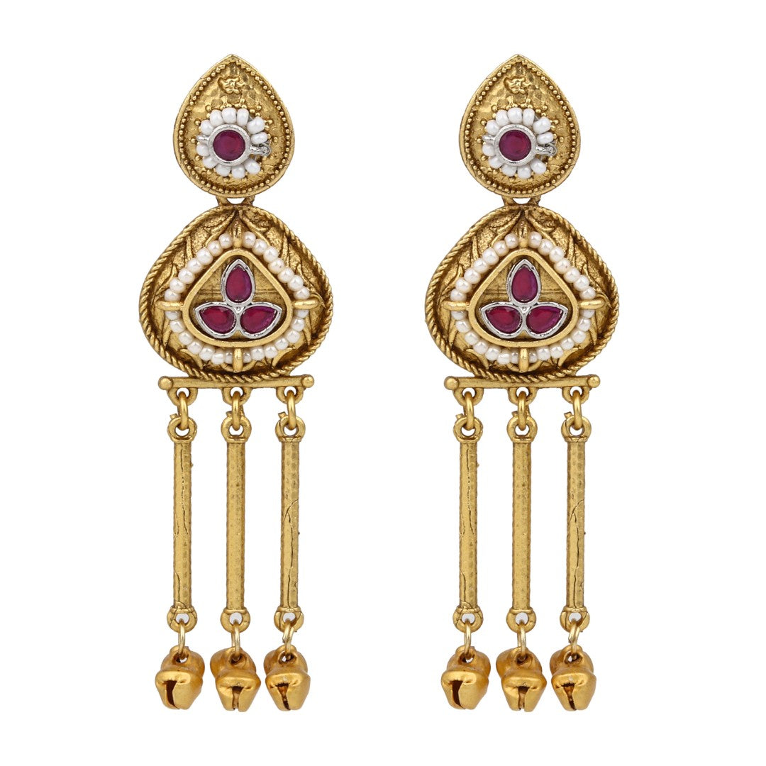 Antique Gold Temple Drop Earrings