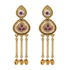 Antique Gold Temple Drop Earrings