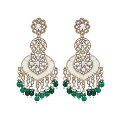 Gold plated & Meenakari Chandbali Green