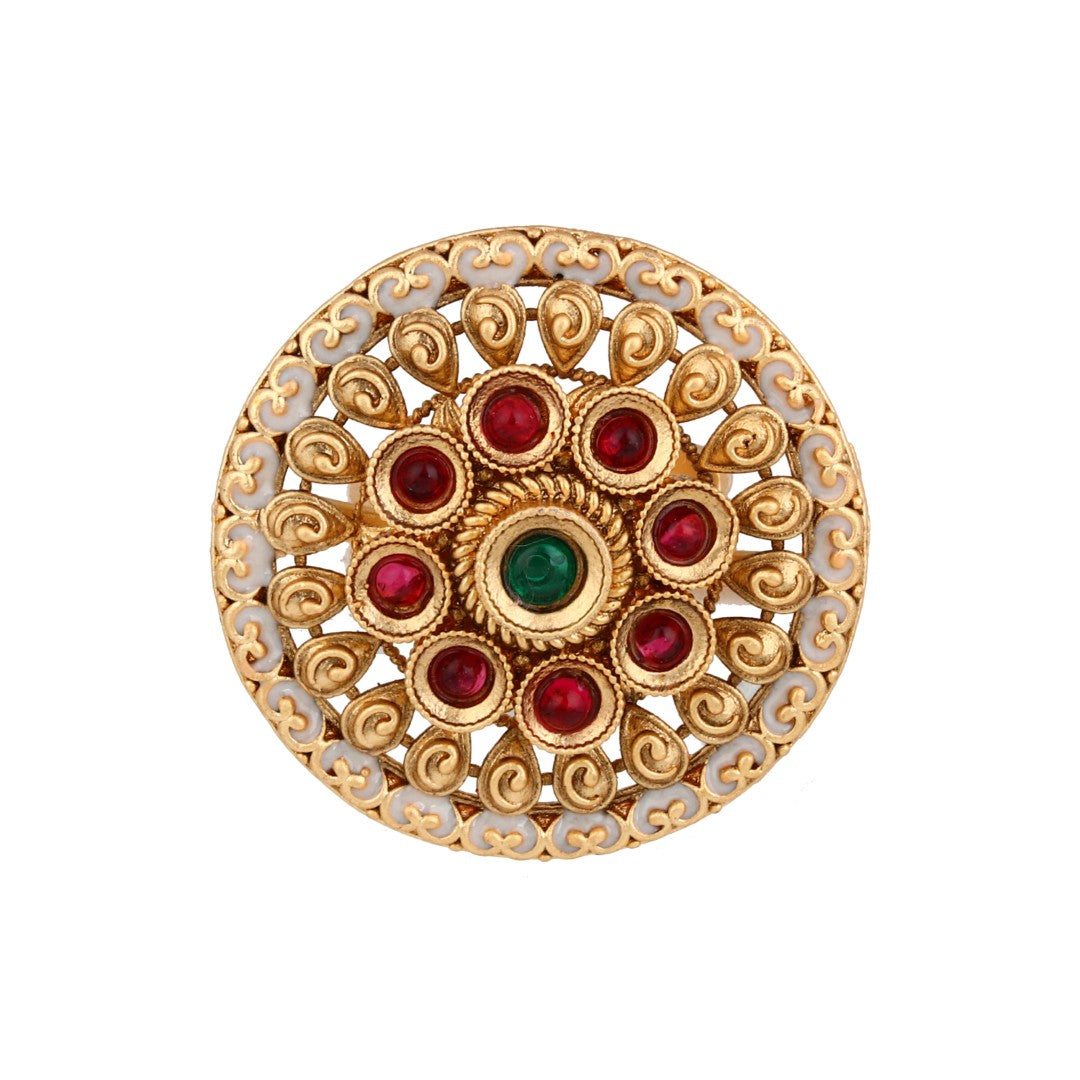 Ruby Emerald Mandala Ring