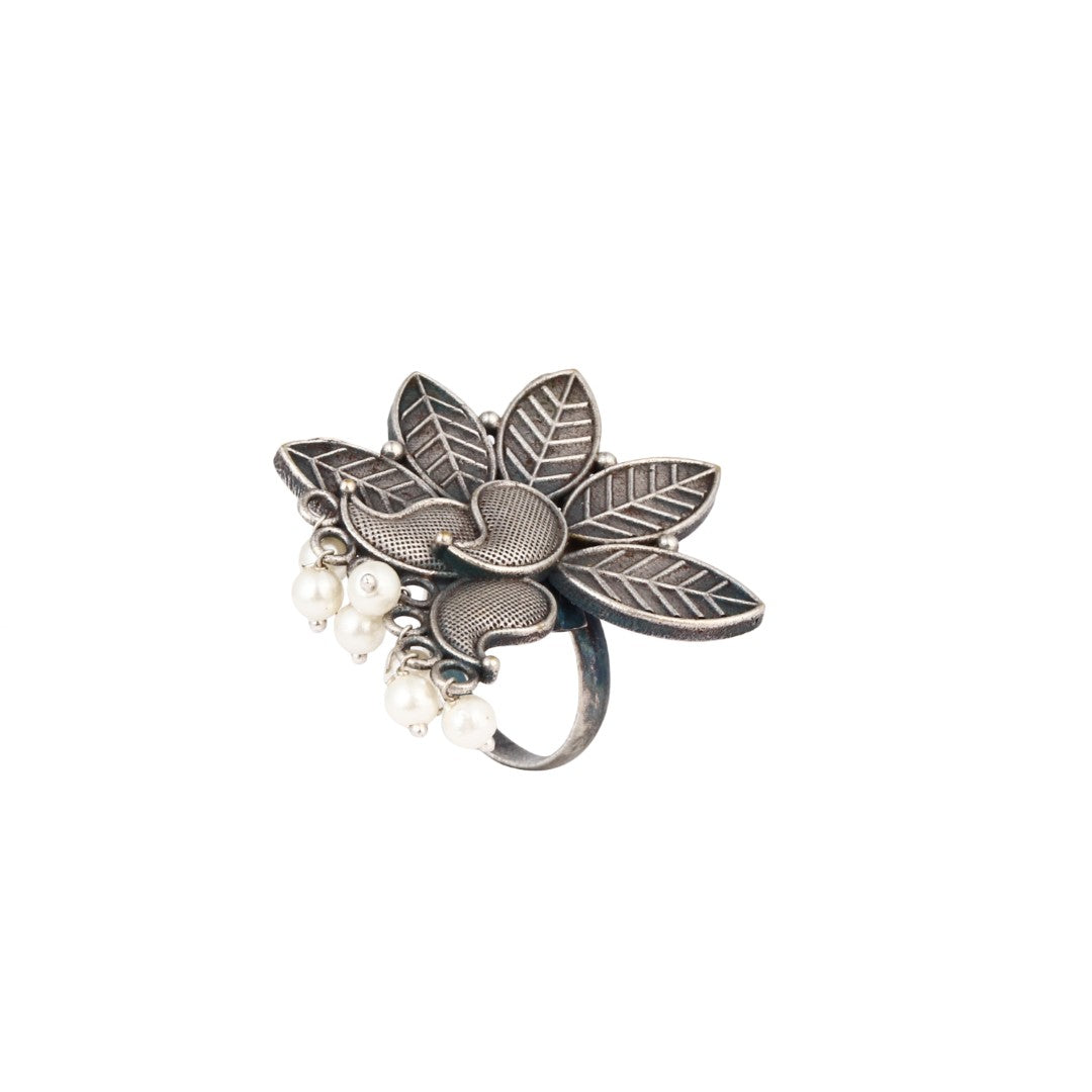 Flower & Paisley Adjustable Brass Ring