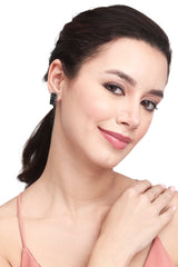 Silver Oxidised AD Stone Stud in Brass