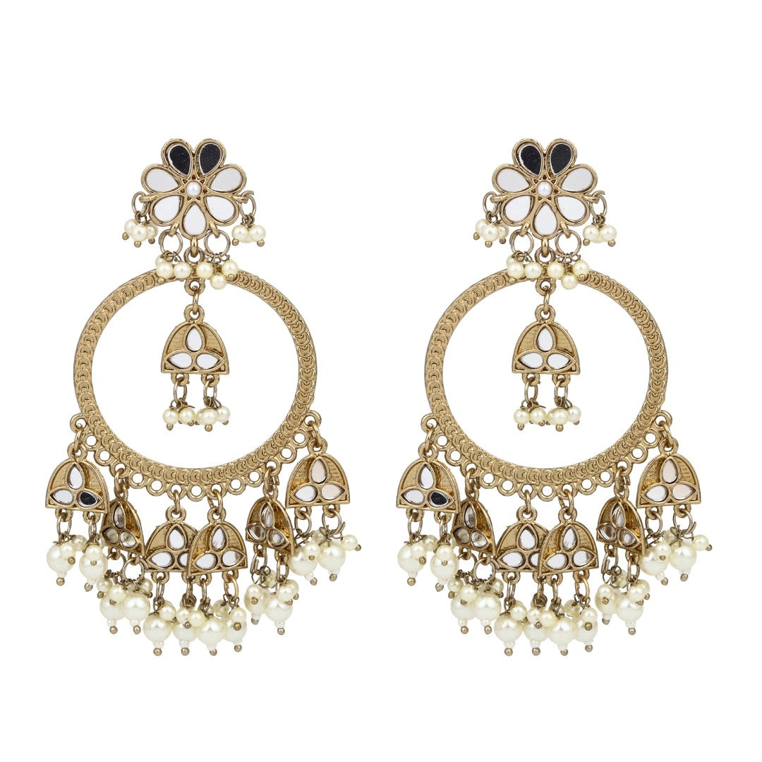 Gold-Toned Floral Chandbali Earrings
