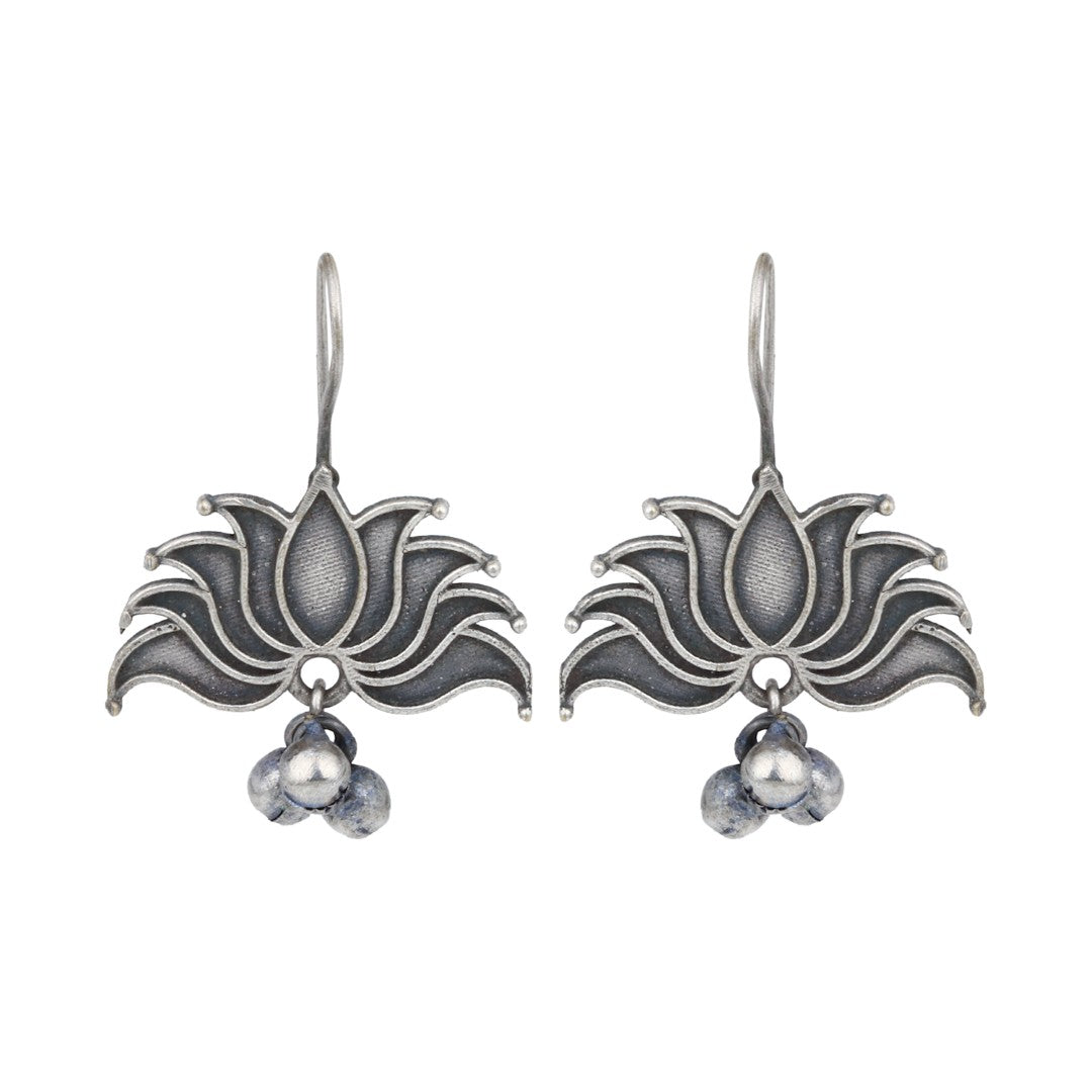 Silver Bloom Drop Earrings