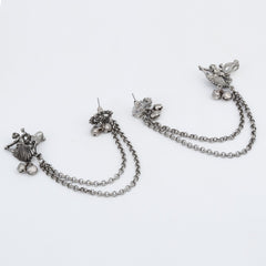 Oxidised Silver Dancing girl Ear Cuff with Chains