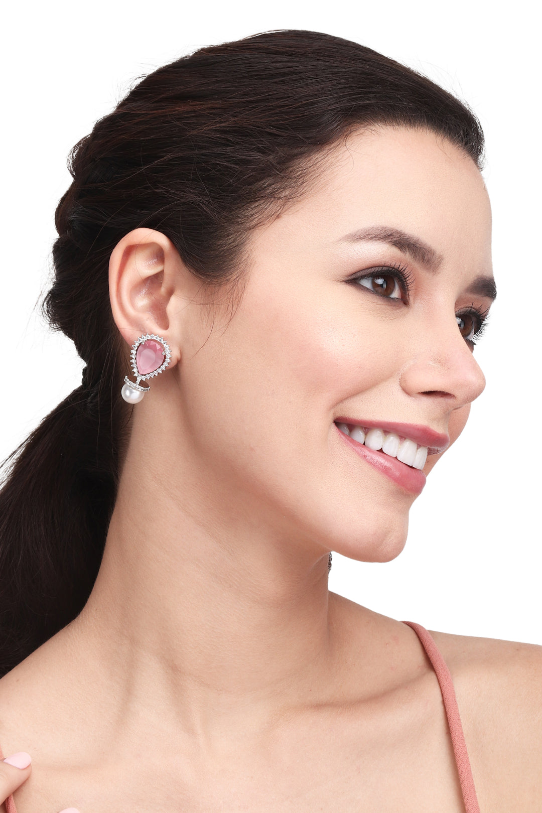 Gold plated AD stone drop earring