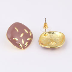 Enamelled Rhombus Stud earring Pink
