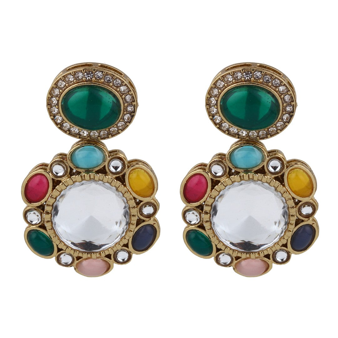 Statement earrings featuring a bold circular design with a vintage finish Multi