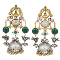 Dual tone Jhumka Earring - Green
