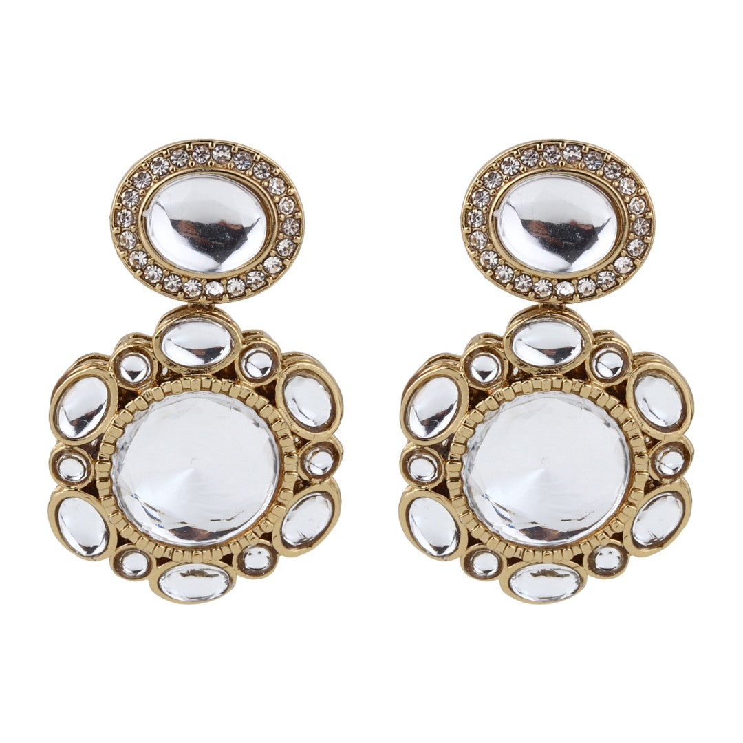 Statement earrings featuring a bold circular design with a vintage finish Gold