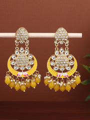 Gold plated Chandbali with Meenakari