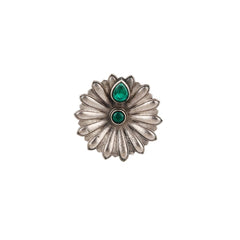 Green AD stone circular adjustable ring
