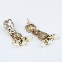 Meenakari & Kundan Drop Earring gold & white