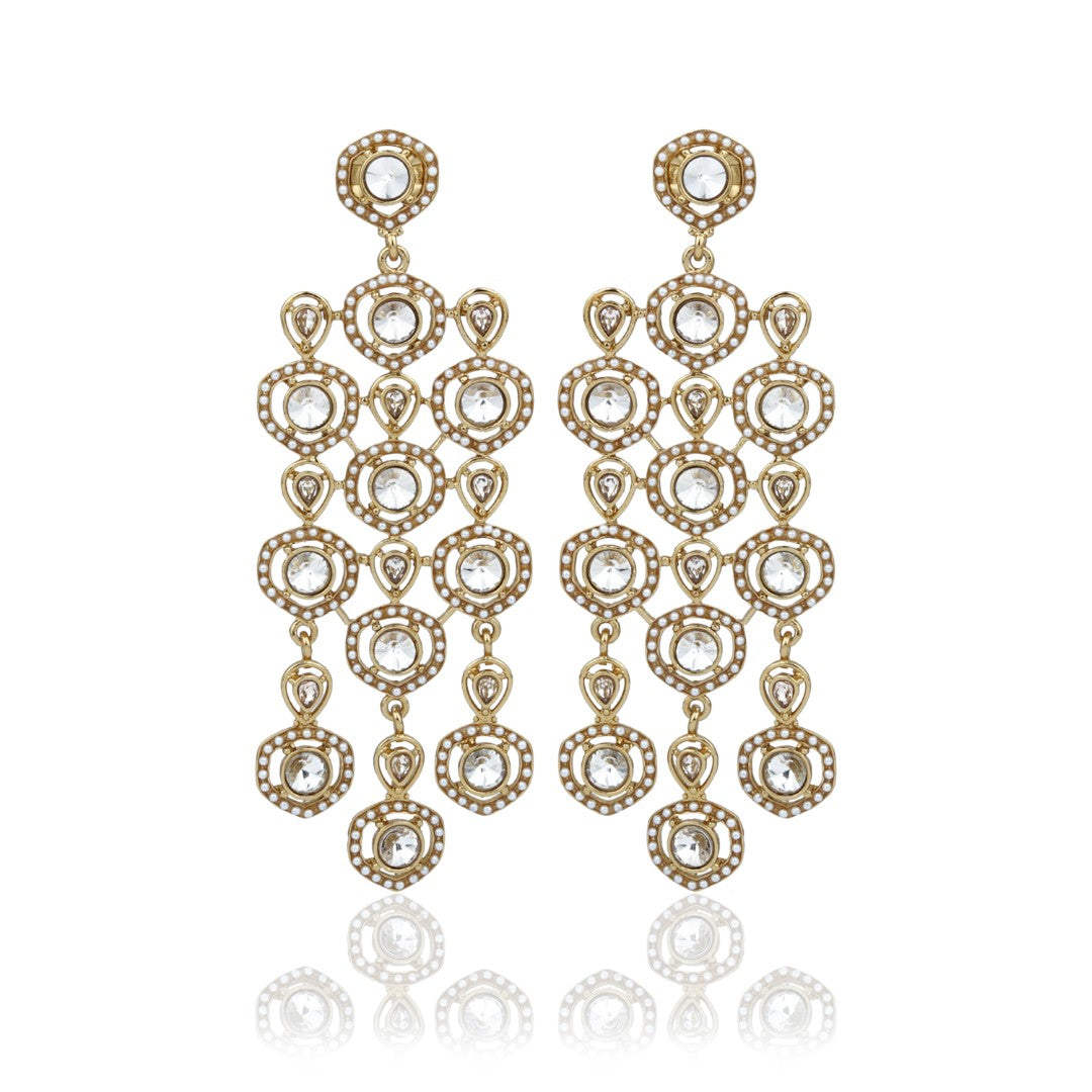 Shanaya Gold-Tone Crystal & Pearl Statement Earrings